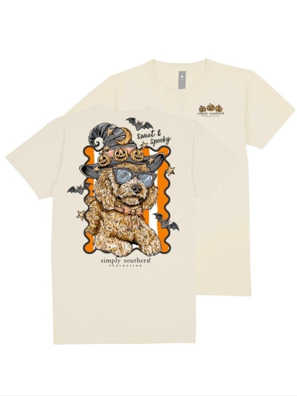 NWT Simply Southern Cream Halloween Pup Graphic Tee